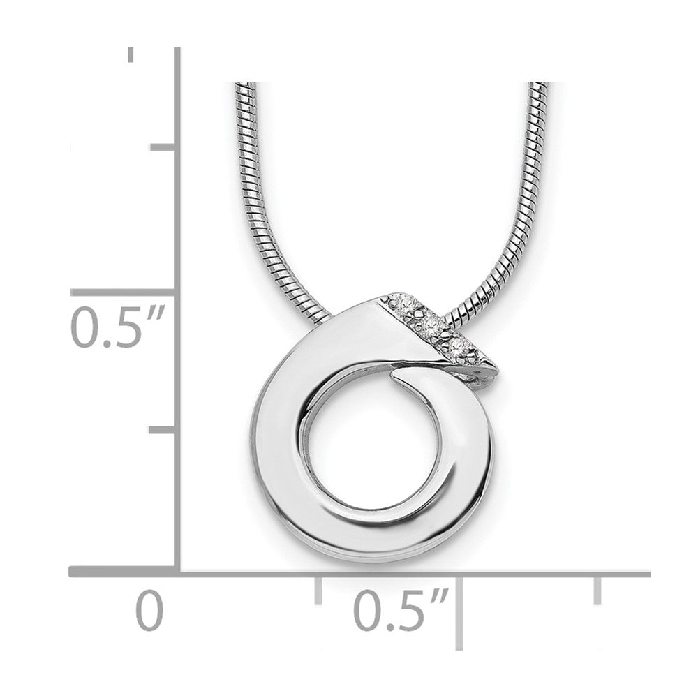 Sterling Silver RH Plated White Ice .01ct. Diamond Necklace