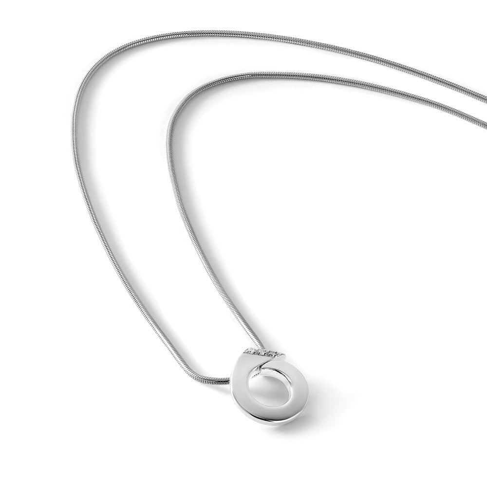 Sterling Silver RH Plated White Ice .01ct. Diamond Necklace