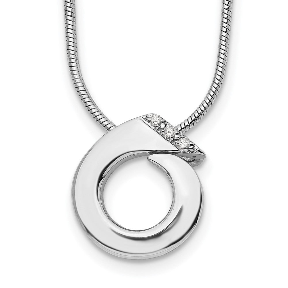 Sterling Silver RH Plated White Ice .01ct. Diamond Necklace