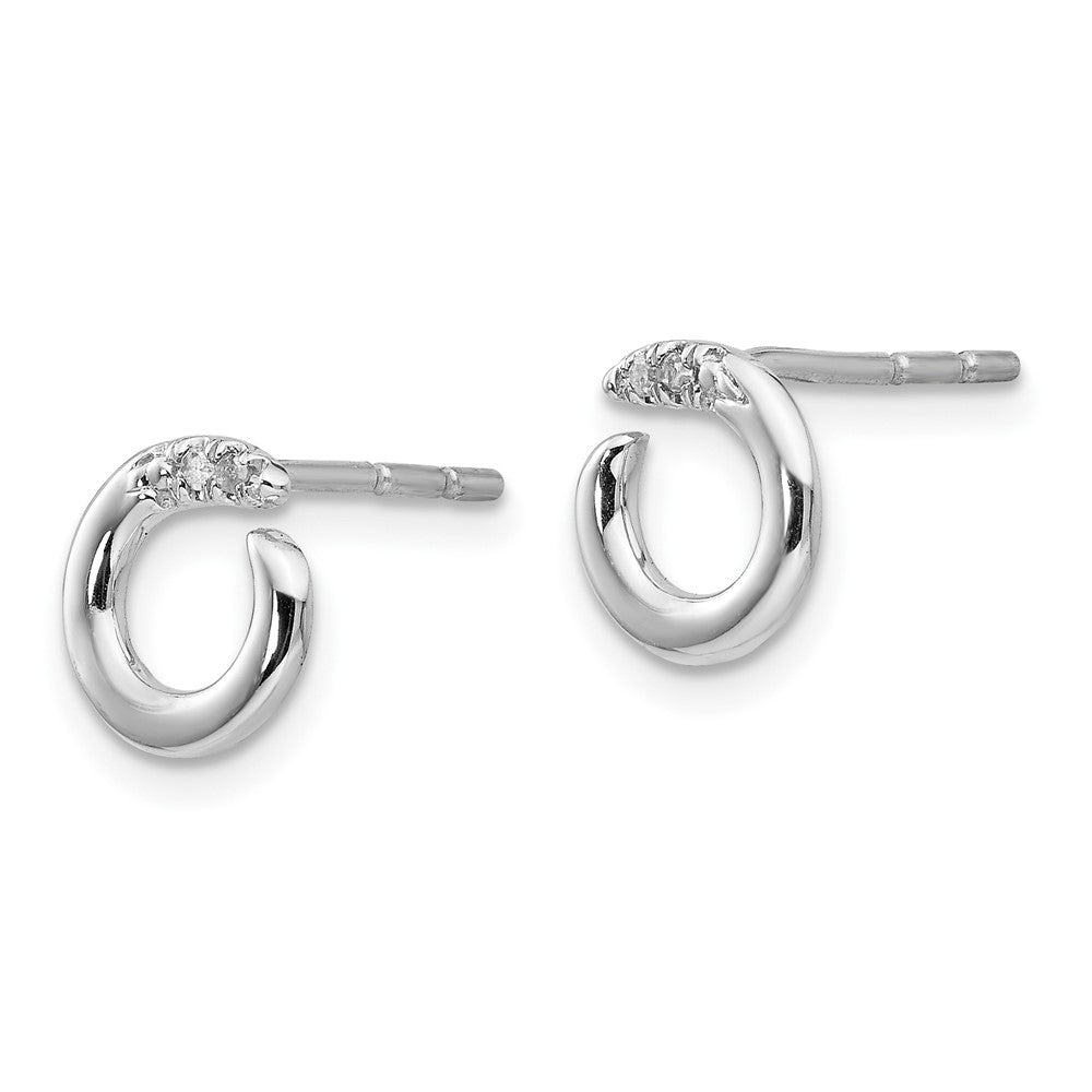Sterling Silver RH Plated White Ice .02ct. Diamond Circle Post Earrings