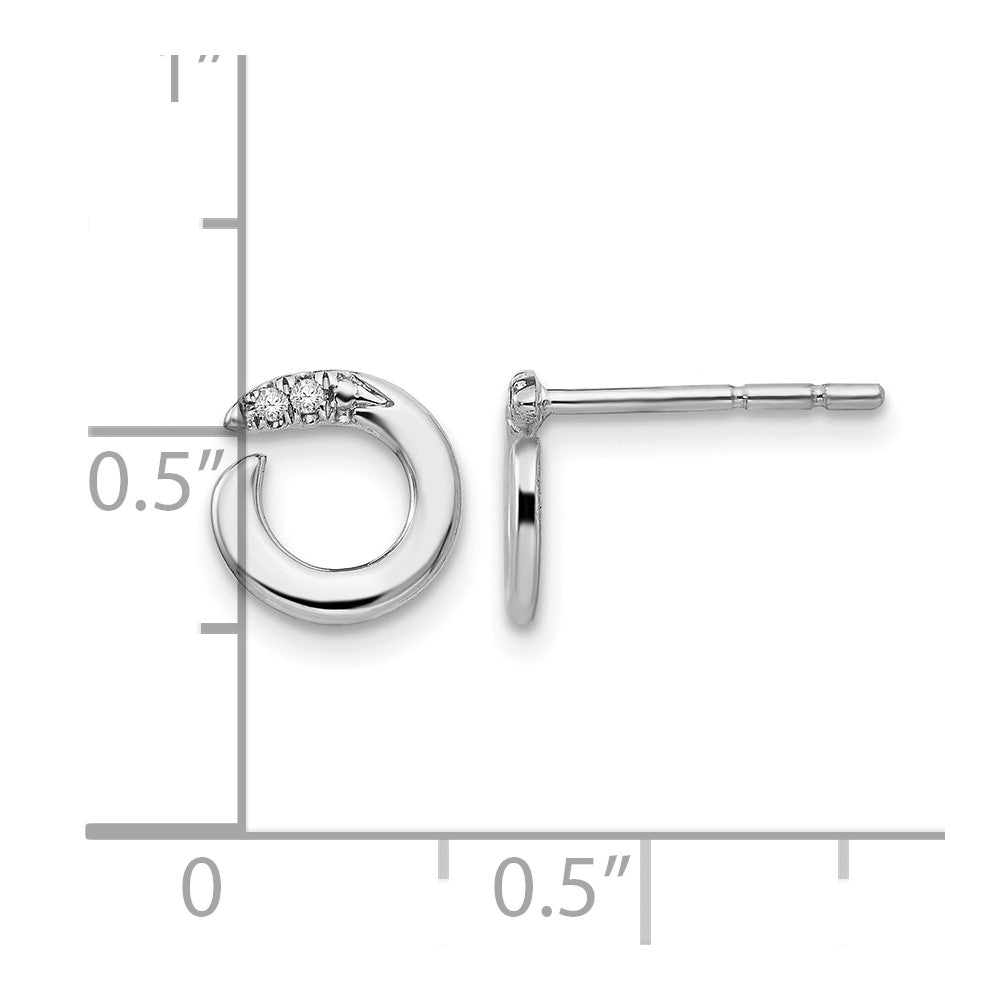 Sterling Silver RH Plated White Ice .02ct. Diamond Circle Post Earrings