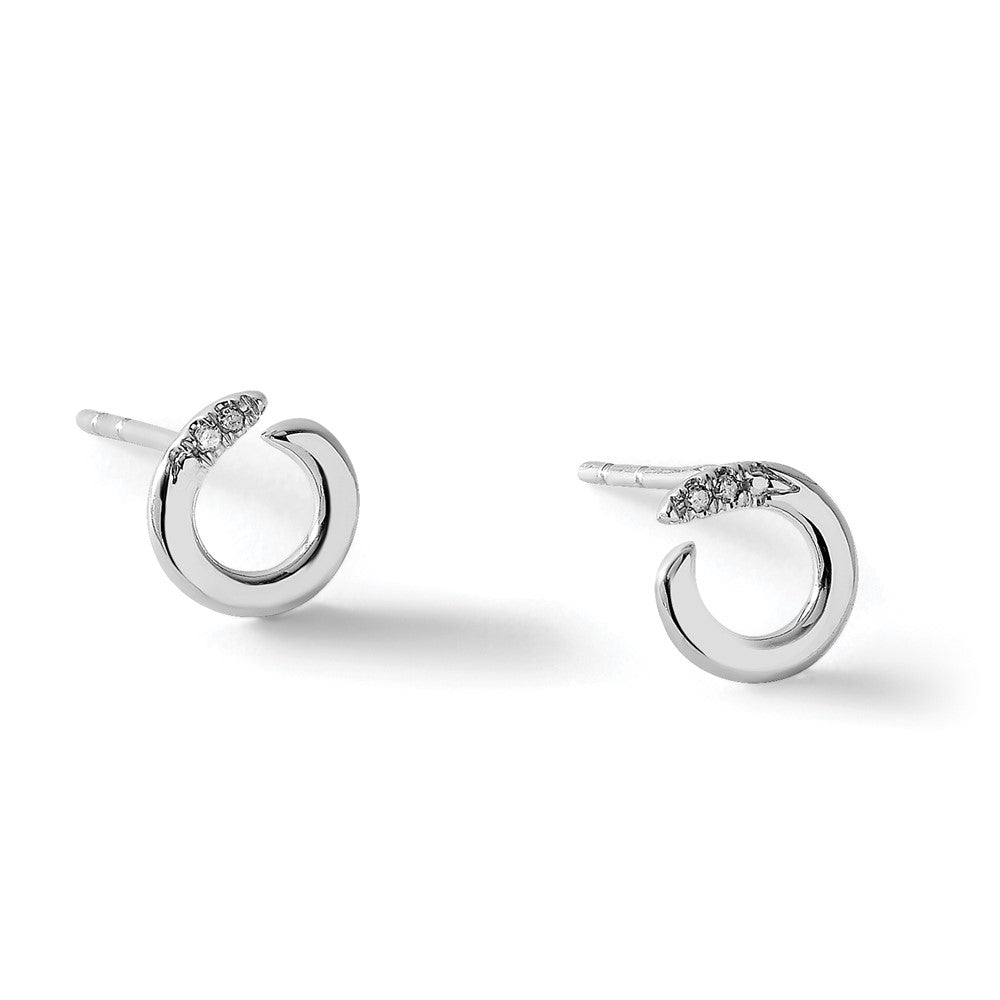Sterling Silver RH Plated White Ice .02ct. Diamond Circle Post Earrings
