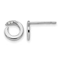Sterling Silver RH Plated White Ice .02ct. Diamond Circle Post Earrings