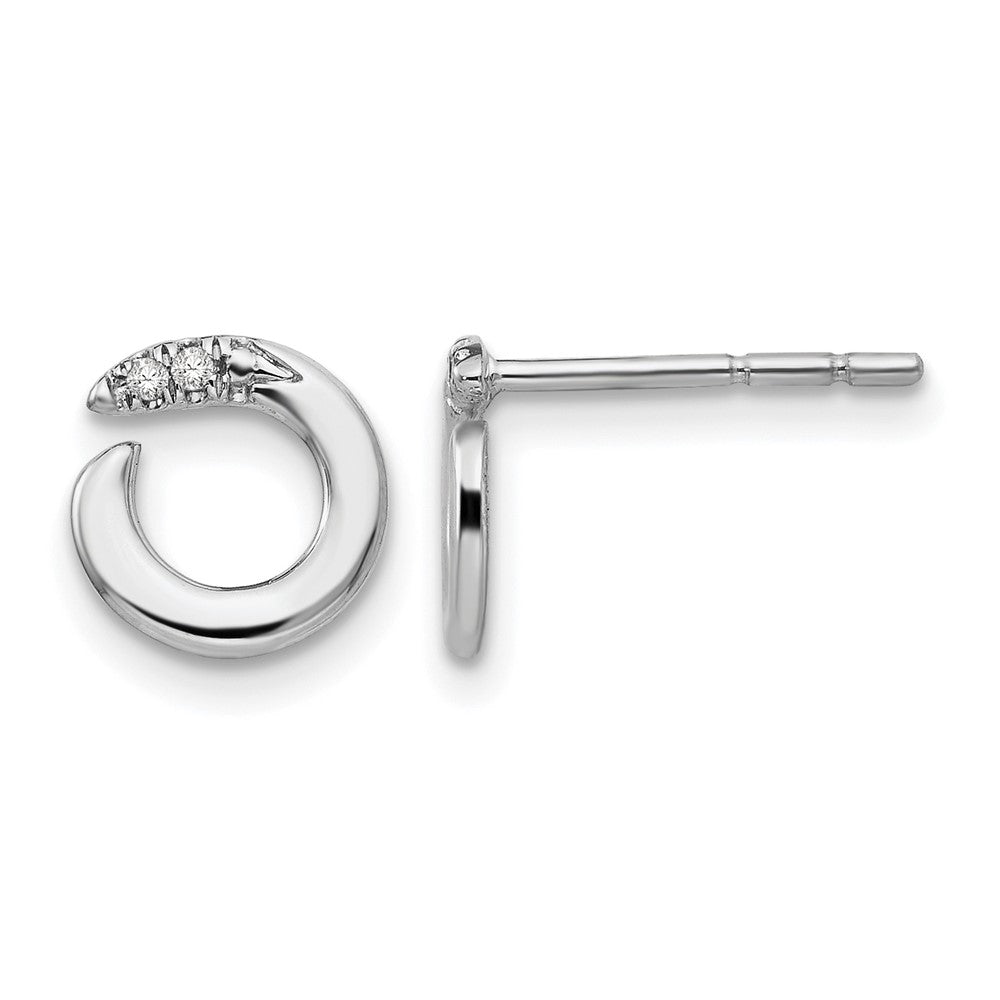Sterling Silver RH Plated White Ice .02ct. Diamond Circle Post Earrings