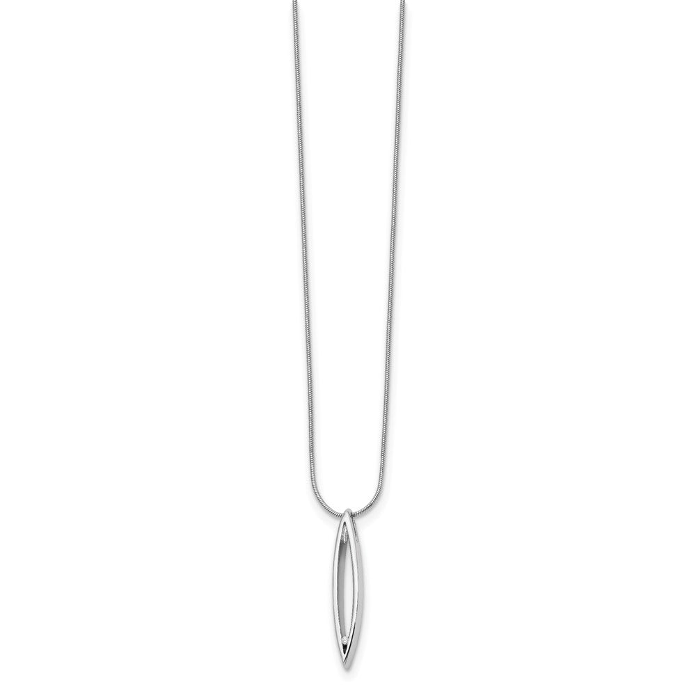 Sterling Silver RH Plated White Ice .02ct. Diamond Fancy Necklace