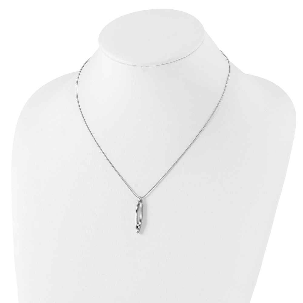Sterling Silver RH Plated White Ice .02ct. Diamond Fancy Necklace