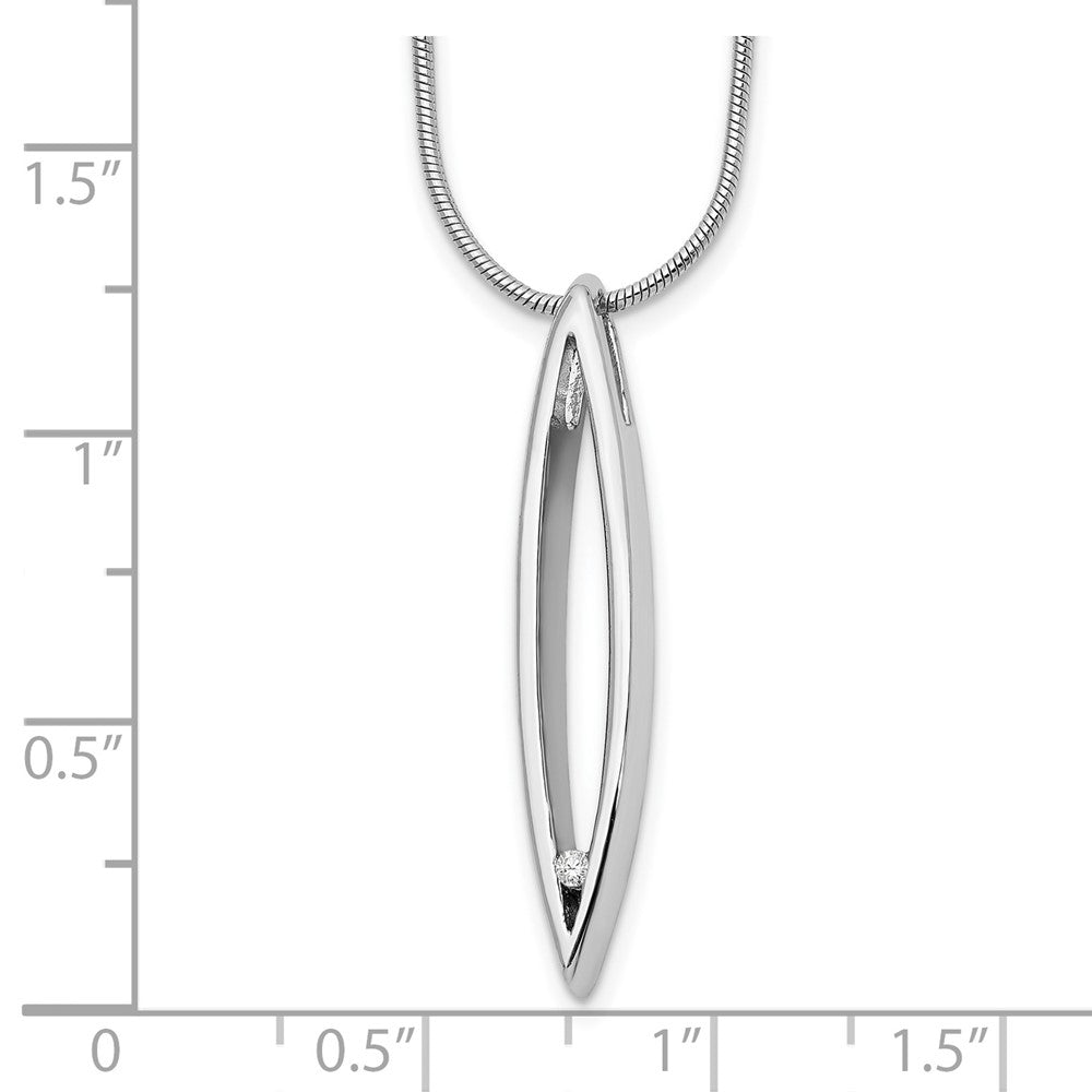 Sterling Silver RH Plated White Ice .02ct. Diamond Fancy Necklace