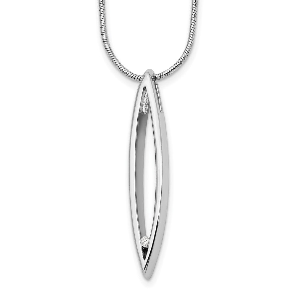 Sterling Silver RH Plated White Ice .02ct. Diamond Fancy Necklace