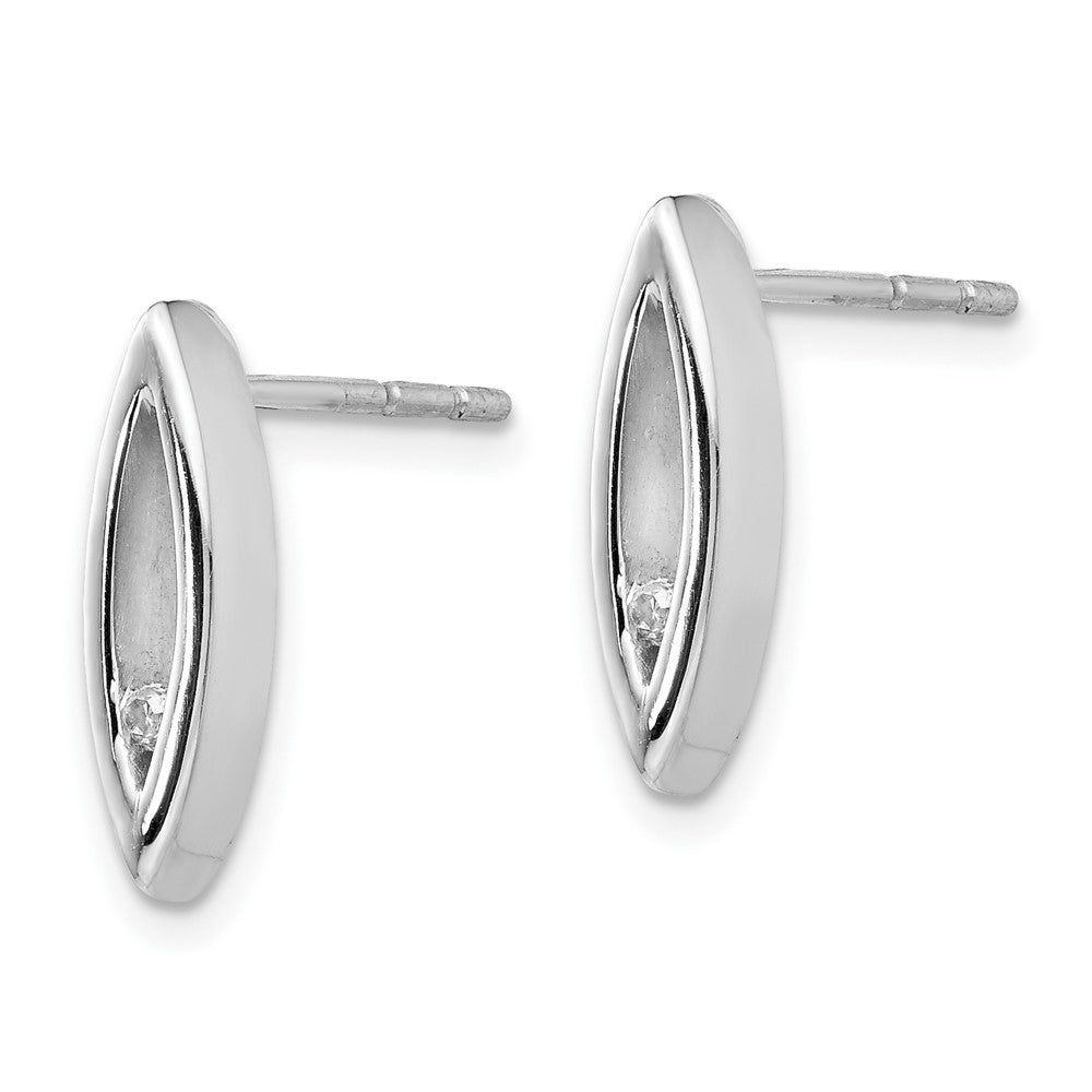 Sterling Silver RH Plated White Ice .02ct. Diamond Earrings