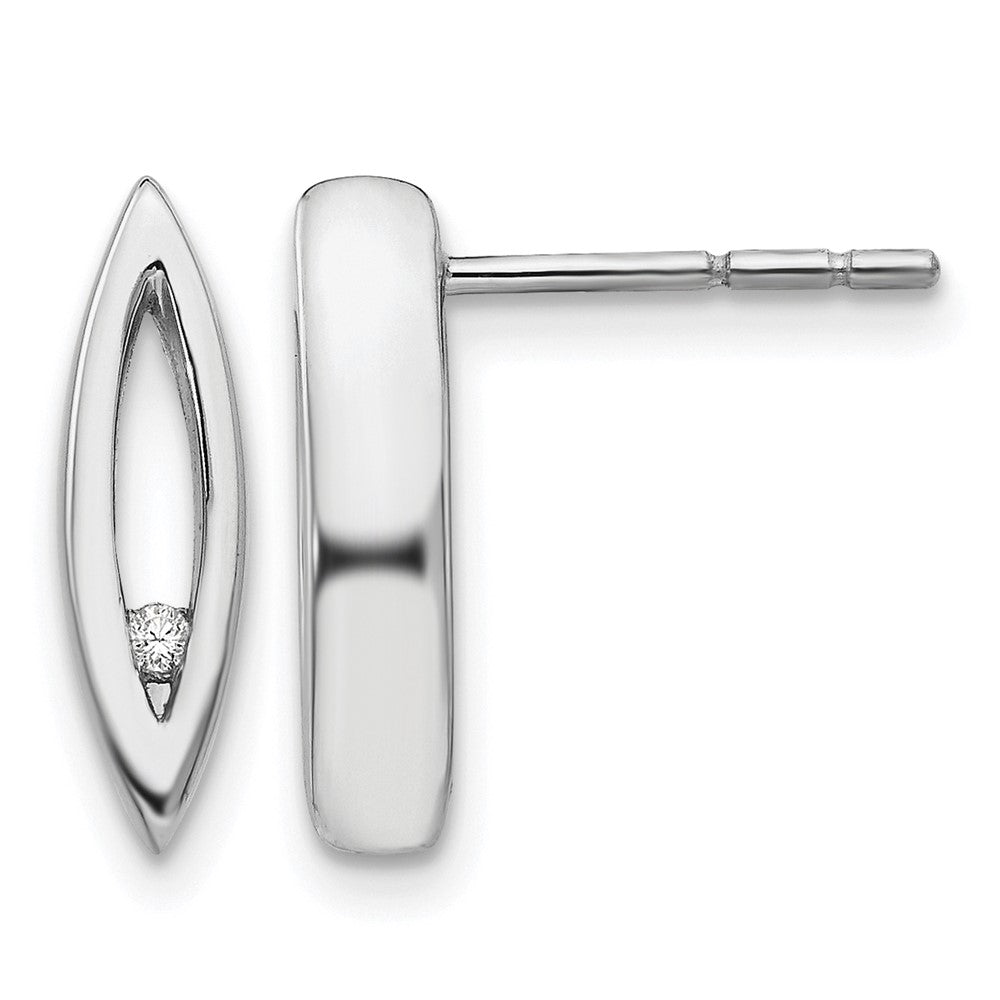 Sterling Silver RH Plated White Ice .02ct. Diamond Earrings