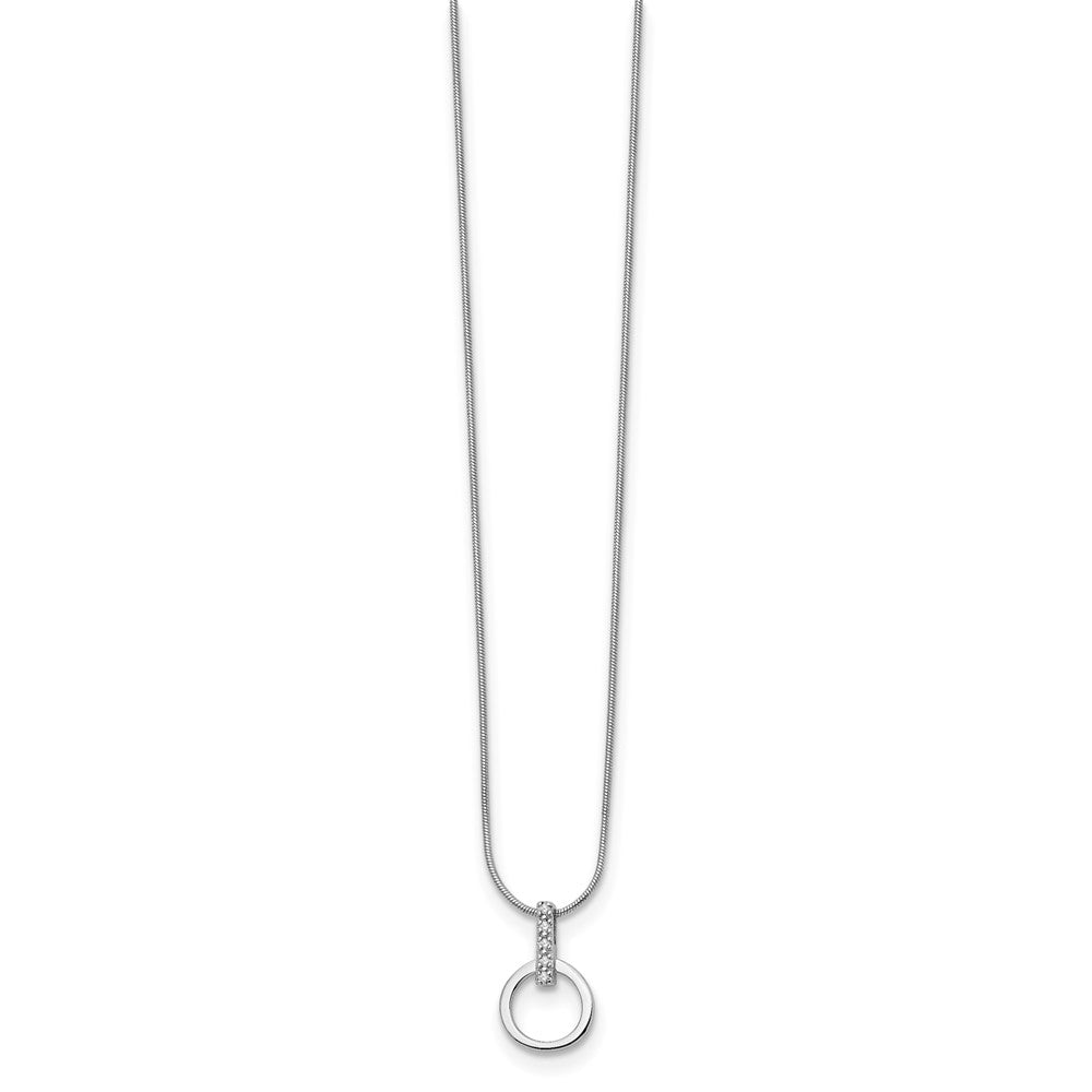 Sterling Silver RH Plated White Ice .05ct. Diamond Circle Necklace
