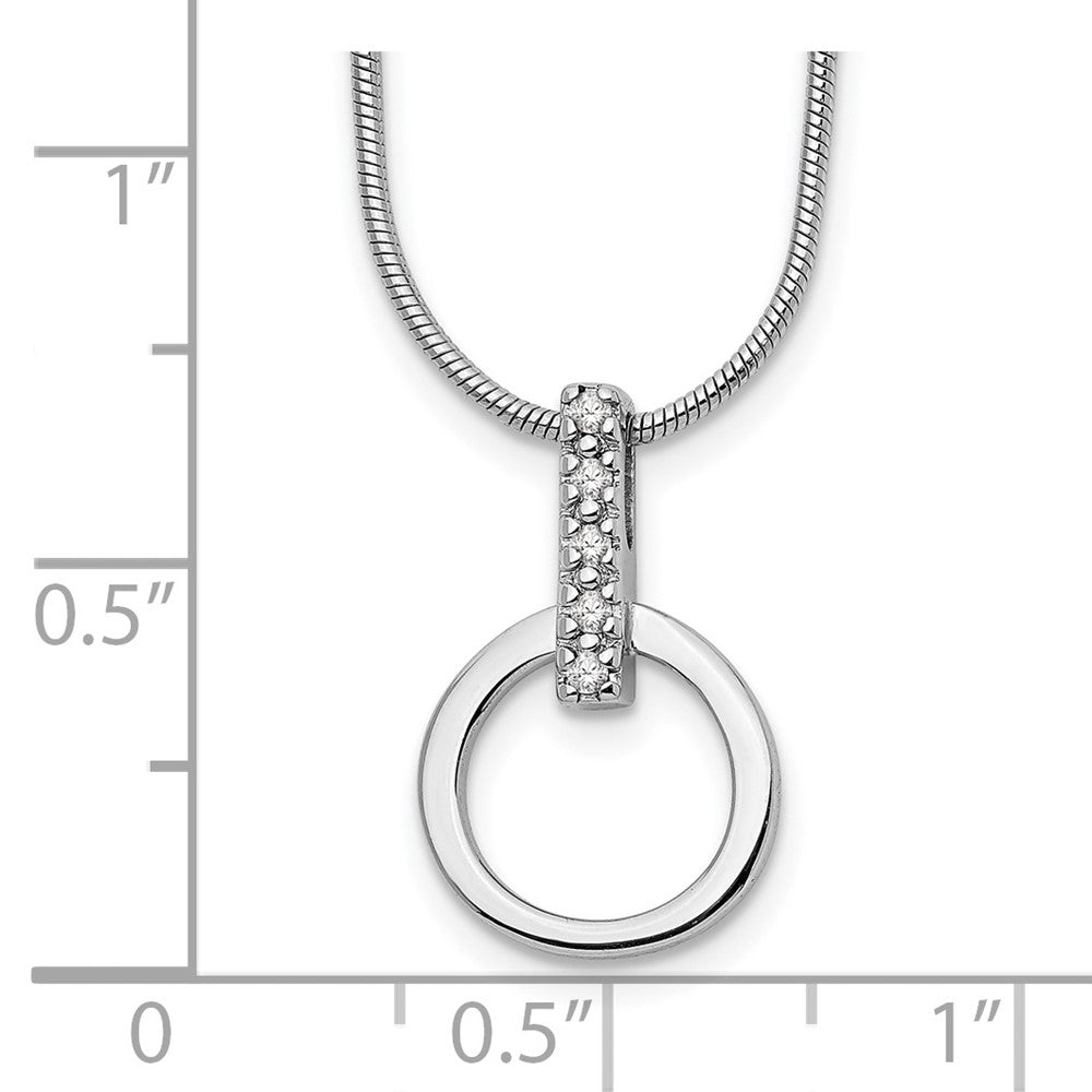Sterling Silver RH Plated White Ice .05ct. Diamond Circle Necklace