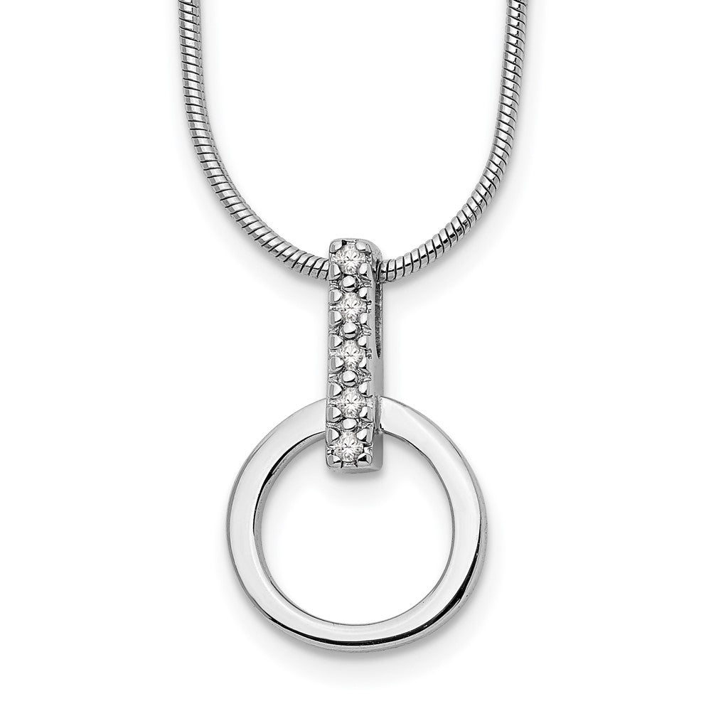 Sterling Silver RH Plated White Ice .05ct. Diamond Circle Necklace