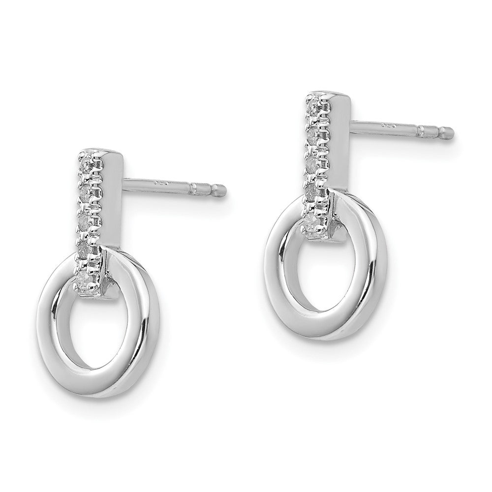 Sterling Silver RH Plated White Ice .05ct. Diamond Earrings