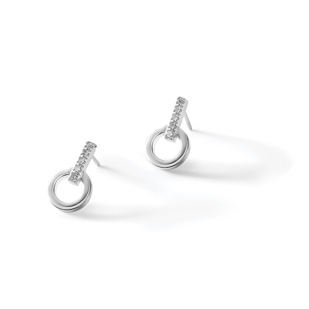 Sterling Silver RH Plated White Ice .05ct. Diamond Earrings
