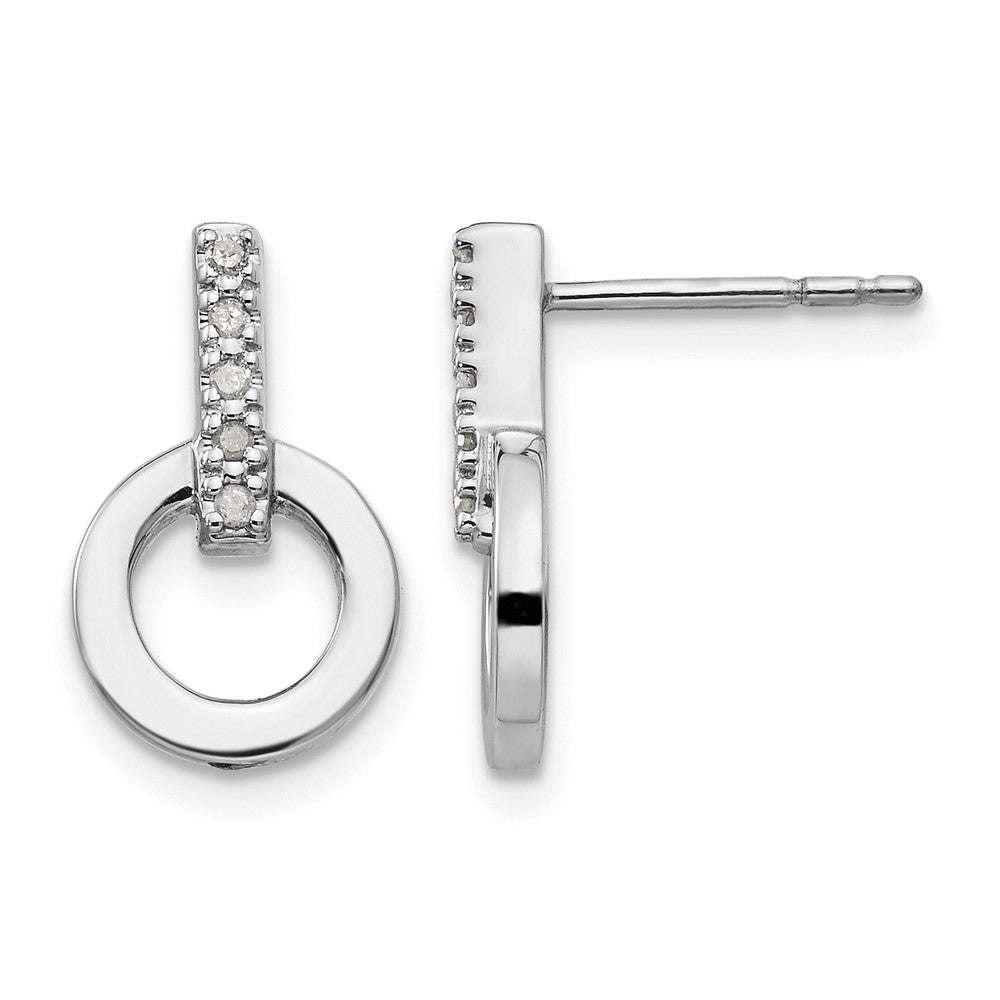 Sterling Silver RH Plated White Ice .05ct. Diamond Earrings