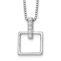 Sterling Silver RH Plated White Ice .05ct. Diamond Square Necklace
