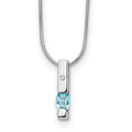 Sterling Silver RH Plated White Ice .02ct. Dia./Blue Topaz w/ Ext Neckla