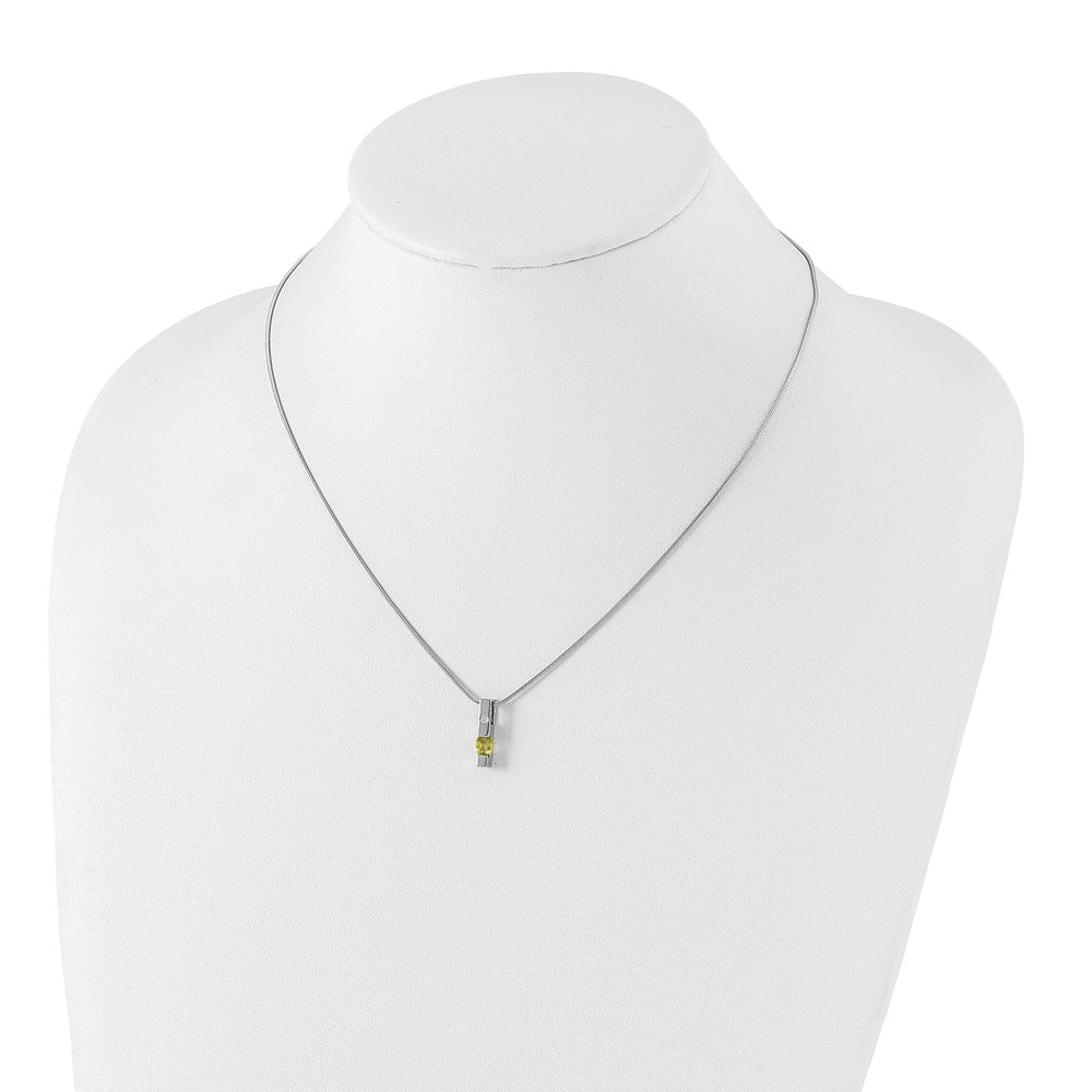 Sterling Silver RH Plated White Ice .02ct. Dia. & Peridot w/2IN Ext Necklac