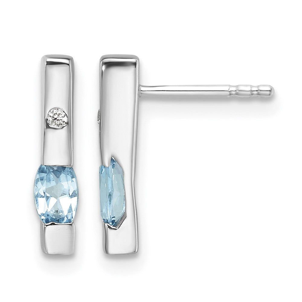 Sterling Silver RH Plated White Ice .02ct. Diamond and Blue Topaz Earrings