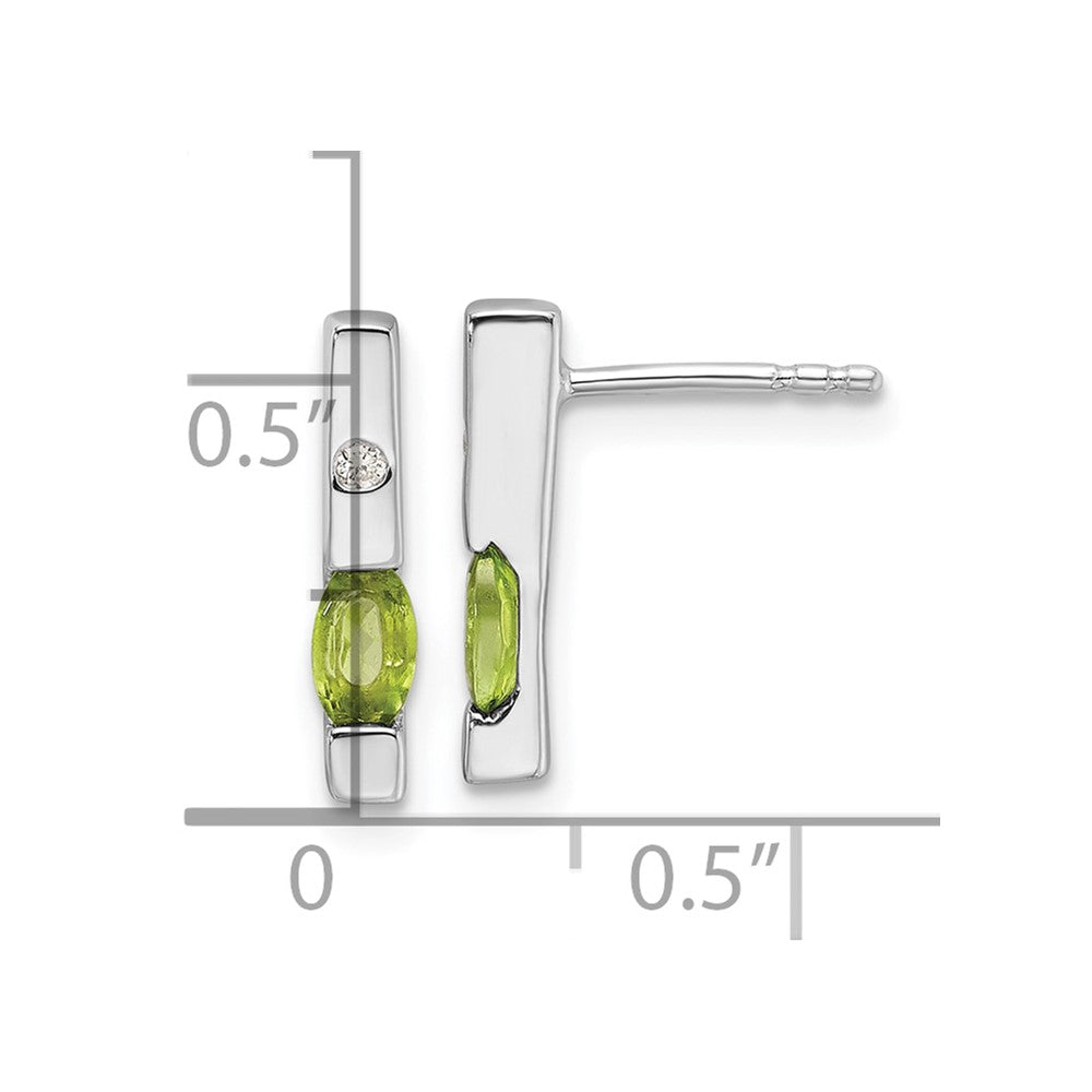 Sterling Silver RH Plated White Ice .02ct. Diamond and Peridot Earrings
