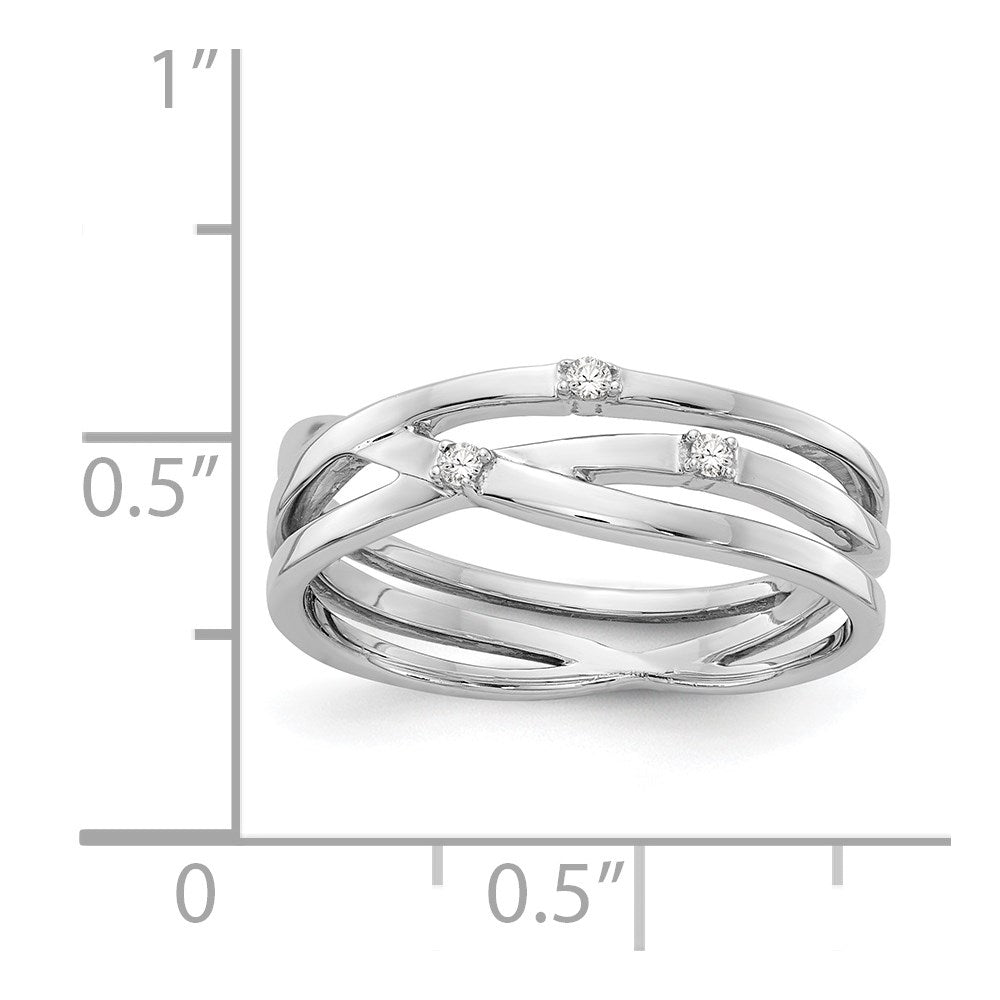 Sterling Silver RH Plated White Ice .03ct. Diamond Ring