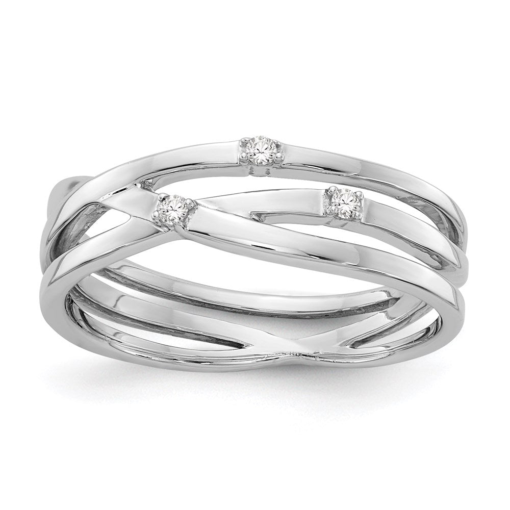 Sterling Silver RH Plated White Ice .03ct. Diamond Ring