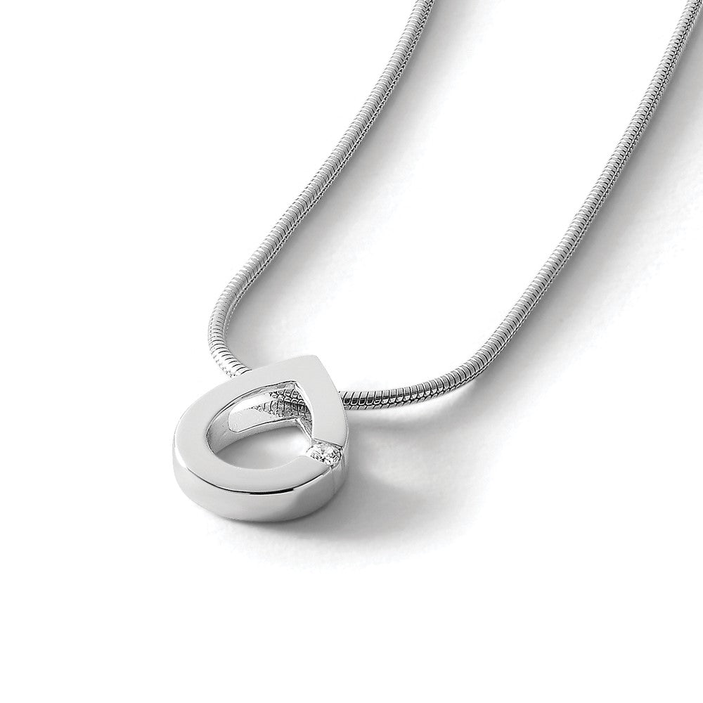 Sterling Silver RH Plated White Ice .02ct. Diamond Teardrop Necklace
