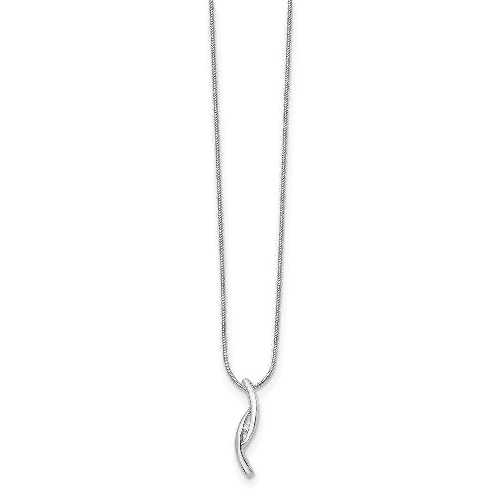 Sterling Silver RH Plated White Ice .02ct. Diamond Necklace