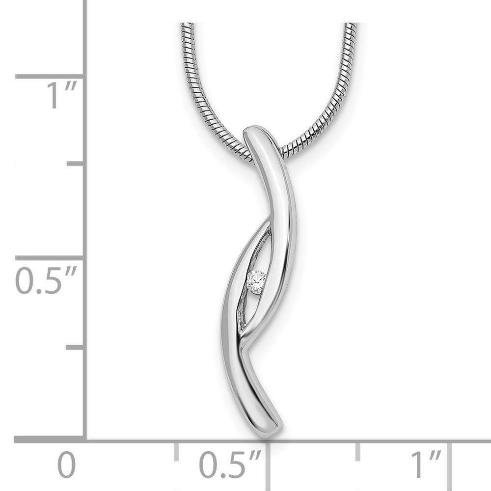 Sterling Silver RH Plated White Ice .02ct. Diamond Necklace