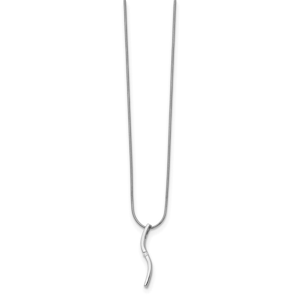 Sterling Silver RH Plated White Ice .03ct. Diamond Necklace