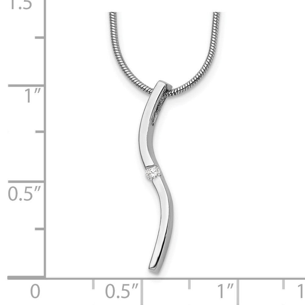 Sterling Silver RH Plated White Ice .03ct. Diamond Necklace