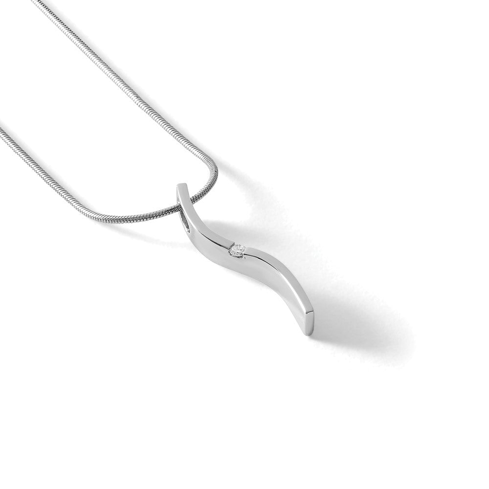 Sterling Silver RH Plated White Ice .03ct. Diamond Necklace