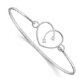 Sterling Silver RH Plated White Ice .06ct. Diamond Heart Bangle Bracelet