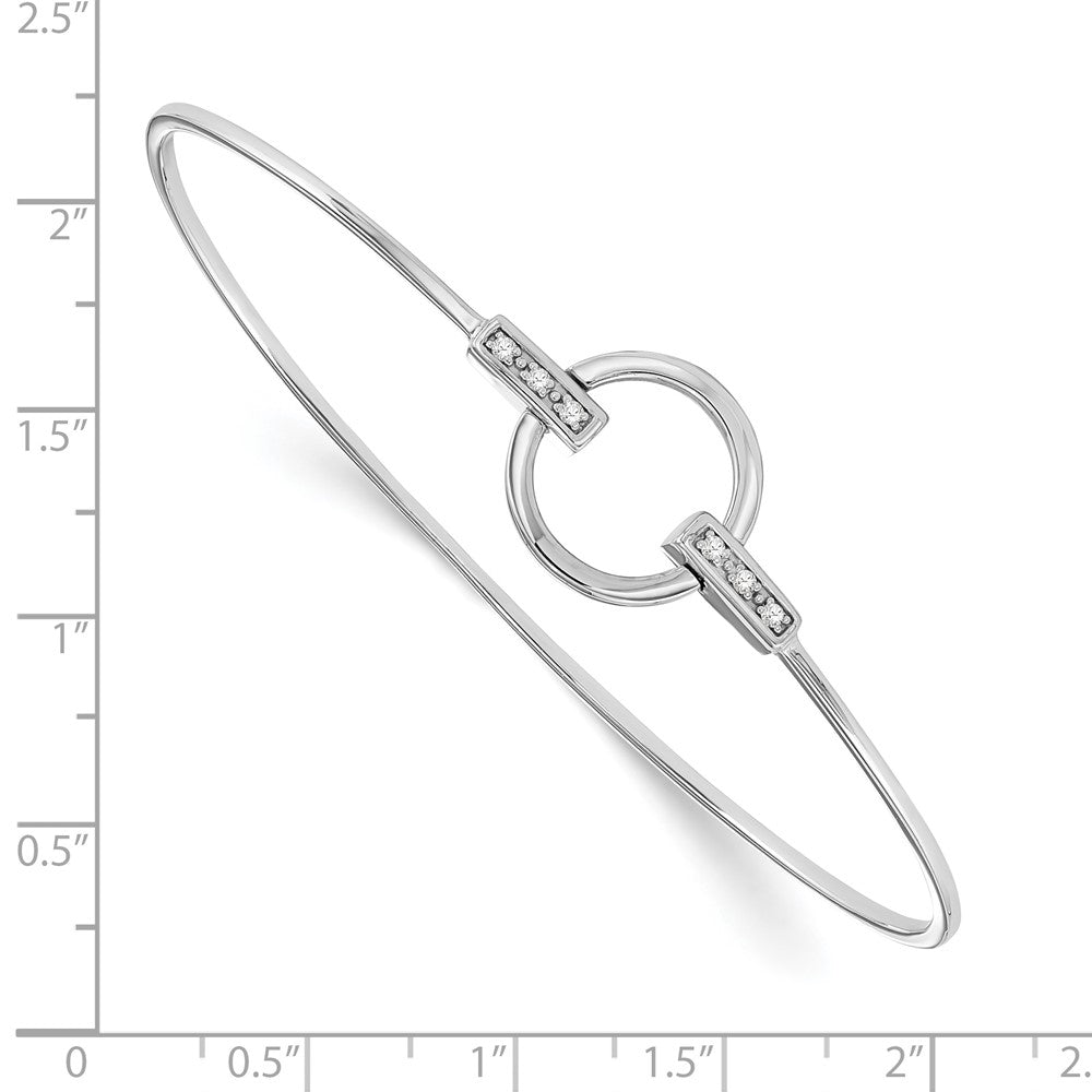 Sterling Silver RH Plated White Ice .06ct. Diamond Circle Bangle Bracelet