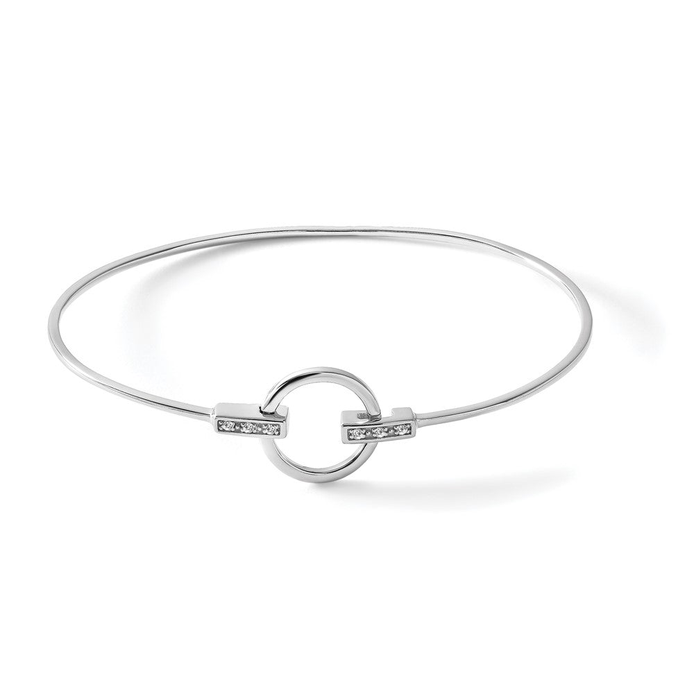 Sterling Silver RH Plated White Ice .06ct. Diamond Circle Bangle Bracelet