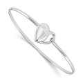 Sterling Silver RH Plated White Ice .01ct. Diamond Heart Bangle Bracelet