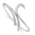 Sterling Silver RH Plated White Ice .02ct. Diamond Swirl Bangle Bracelet