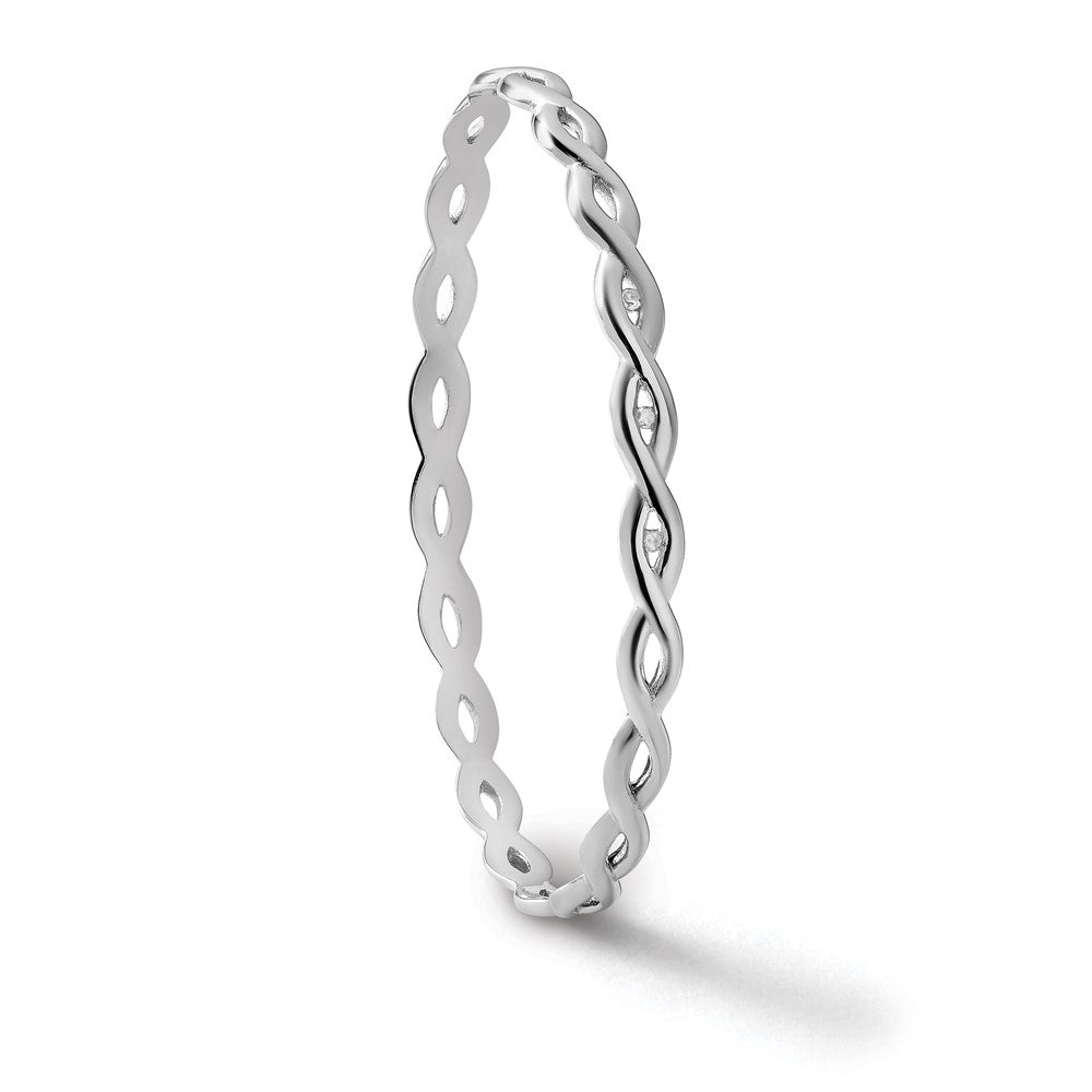 Sterling Silver RH Plated White Ice .06ct. Diamond Twist Bangle
