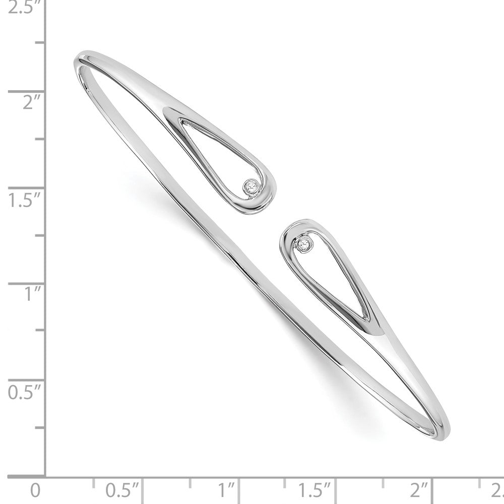 Sterling Silver RH Plated White Ice .02ct. Diamond Bangle Bracelet