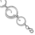 Sterling Silver RH PlatedWhite Ice .03ct. Dia. with 1in ext Swirls Bracele