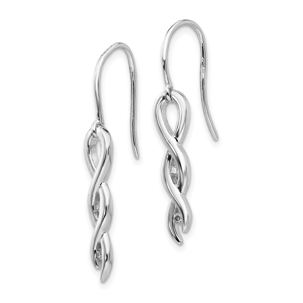 Sterling Silver RH Plated White Ice .05ct. Diamond Twist Earrings
