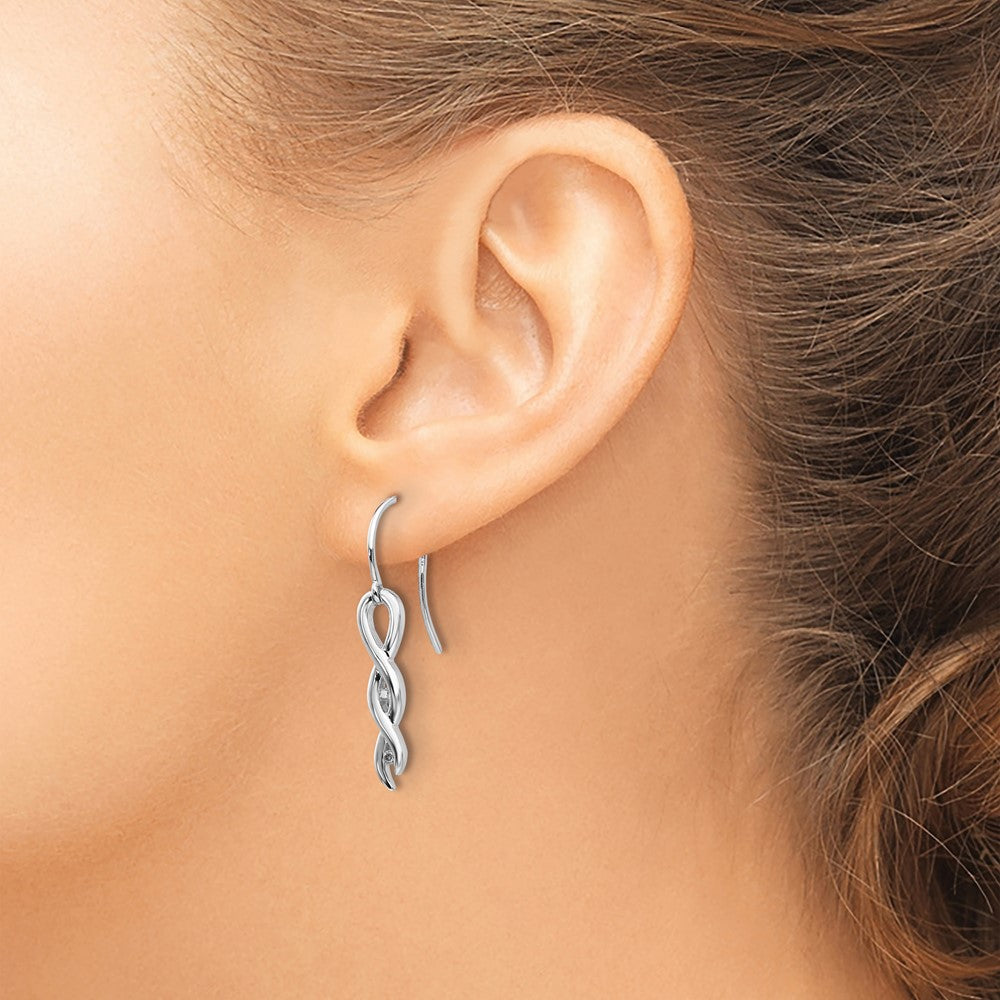 Sterling Silver RH Plated White Ice .05ct. Diamond Twist Earrings