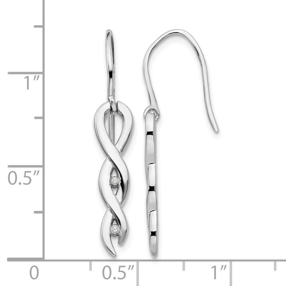 Sterling Silver RH Plated White Ice .05ct. Diamond Twist Earrings