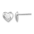 Sterling Silver RH Plated White Ice .01ct. Diamond Heart Earrings