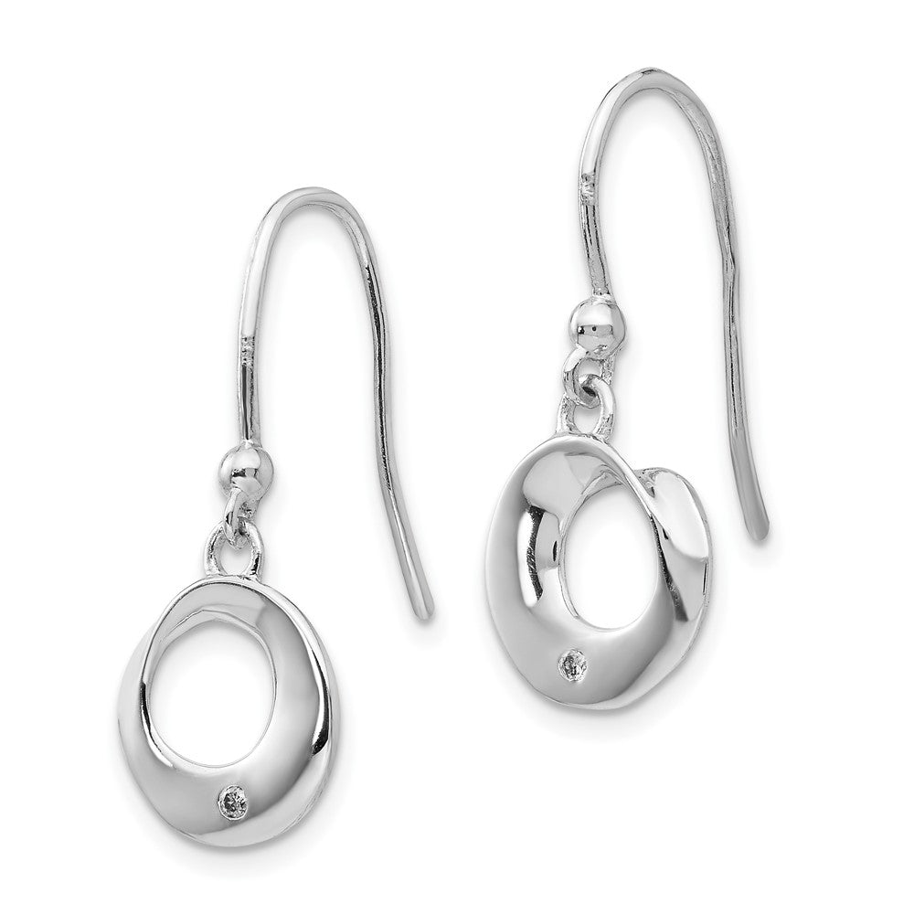 Sterling Silver RH Plated White Ice .02ct. Diamond Dangle Earrings