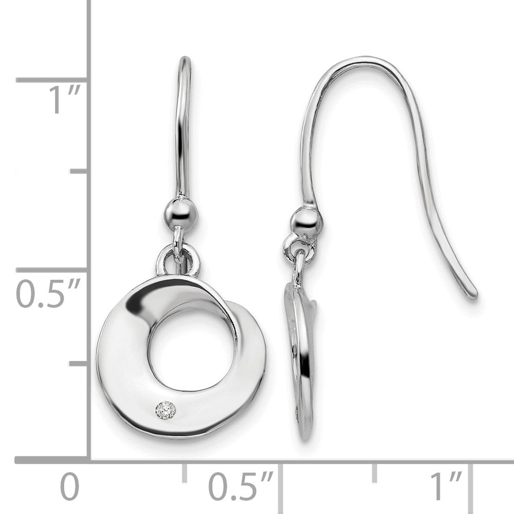 Sterling Silver RH Plated White Ice .02ct. Diamond Dangle Earrings