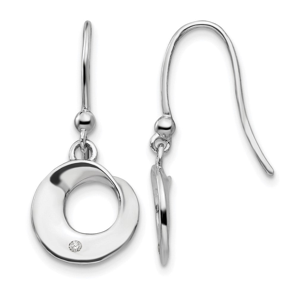 Sterling Silver RH Plated White Ice .02ct. Diamond Dangle Earrings