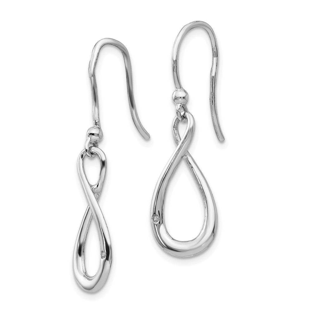 Sterling Silver RH Plated White Ice .01ct. Diamond Earrings