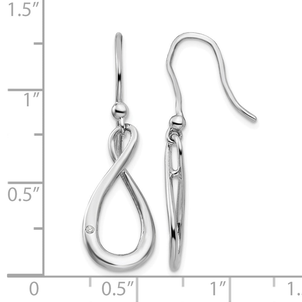 Sterling Silver RH Plated White Ice .01ct. Diamond Earrings